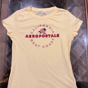 Aeropostale Light Yellow Embroidered Tee